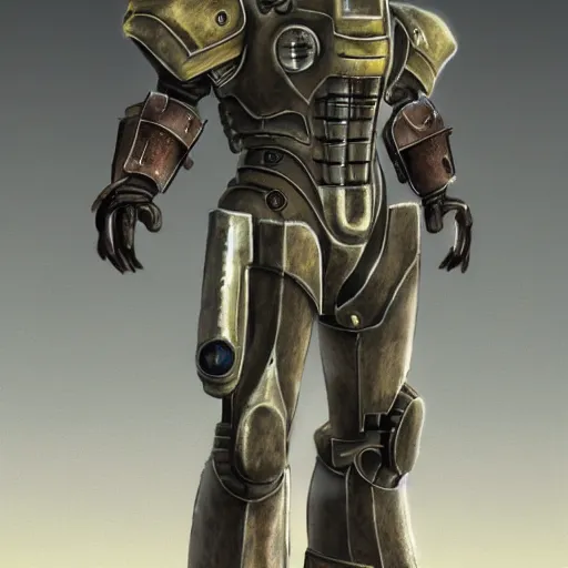 Prompt: fallout 3 concept art power armor render ultra unreal engine 5