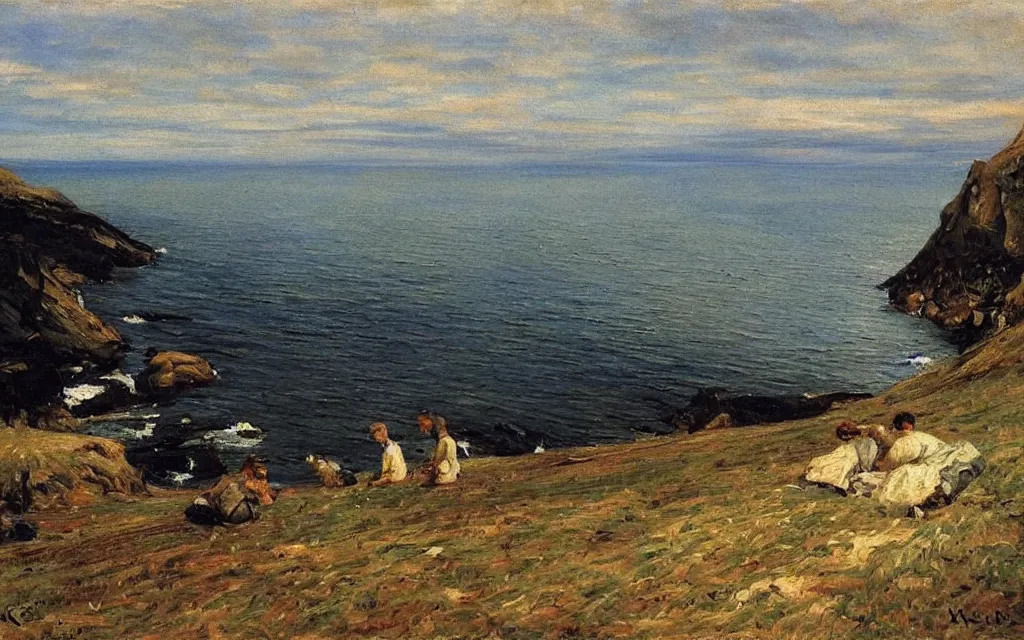 Prompt: a painting, oil on canvas, by peder kroyer