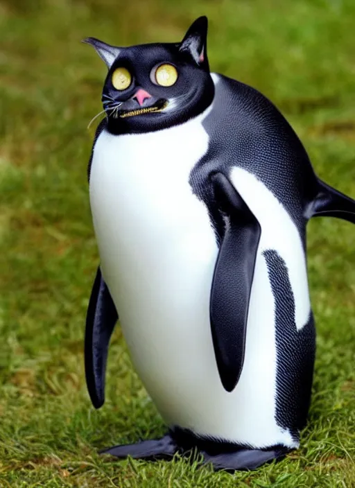 Prompt: a penguin cat hybrid