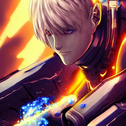 Image similar to portrait of the genos aquatic combat arms mode, anime fantasy illustration by tomoyuki yamasaki, kyoto studio, madhouse, ufotable, comixwave films, trending on artstation