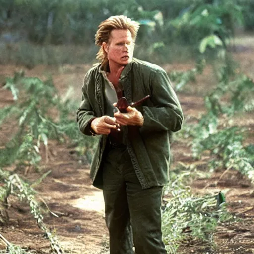 Prompt: killer plant movie starring val kilmer, film still