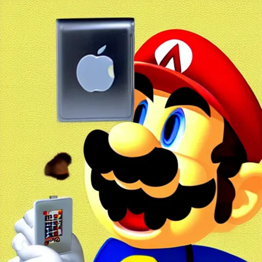 Image similar to mario listening to the ipod, iphone wallpaper