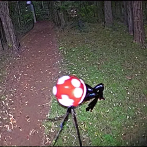 Prompt: trailcam footage of giant spider pennywise, night, creepy, grainy footage