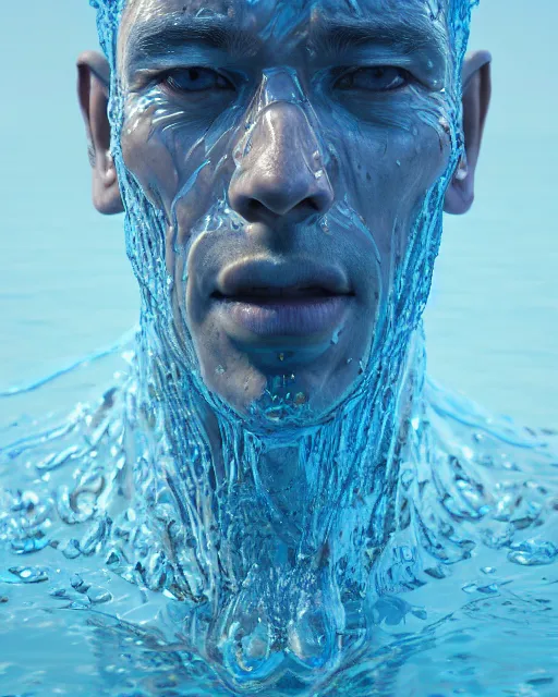 Image similar to portrait of a man made out of water. intricate artwork, by tooth wu, wlop, beeple, dan mumford concept art, octane render, trending on artstation, greg rutkowski very coherent symmetrical artwork cinematic, key art, hyper realism, high detail, octane render, 8 k, iridescent accents