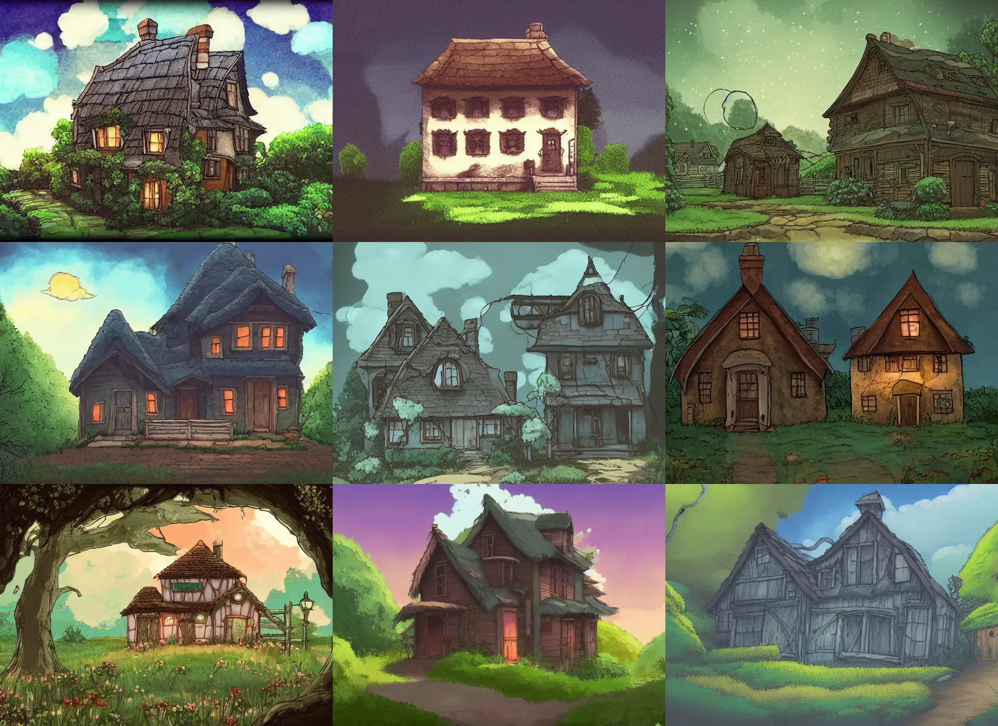 Prompt: an old house, in the style of studio ghibli, dramatic, fantasy lighting