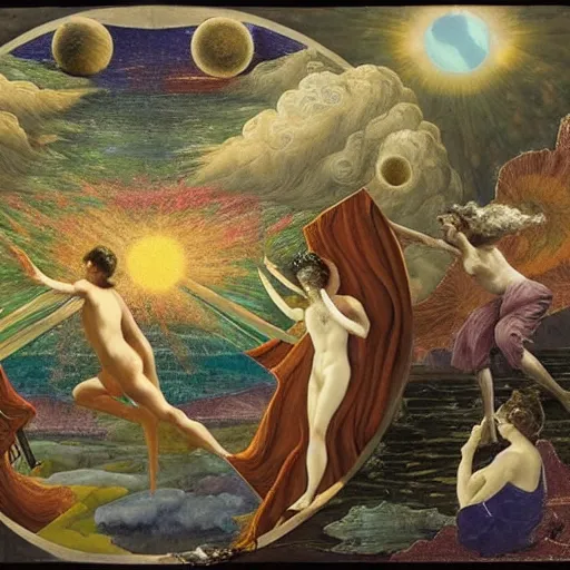 Prompt: solar winds are blowing neutron star controlling all is lost, doomed and tossed, at what cost forever meteors fly around me comets die, and then they and then they, you wanna see how they try to surround me i can say, here today, we shall stay forever, inspired by richard dadd