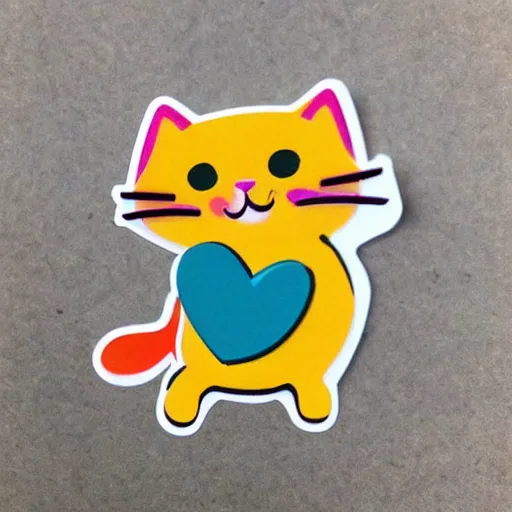 Prompt: cute colorful diecut cat sticker