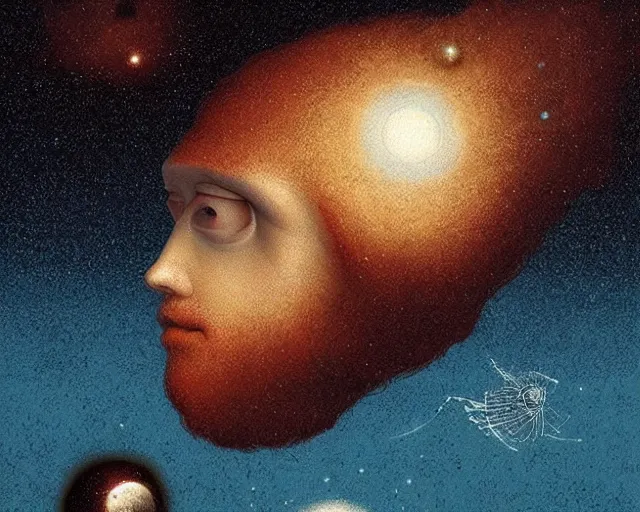 Image similar to universe a cosmology quest a mental state, a closeup simple vector pop surrealism, by ( leonardo da vinci ) and greg rutkowski and rafal olbinski
