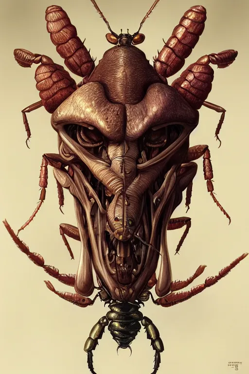 Image similar to insect with human anatomy, highly detailed, d & d, fantasy, highly detailed, digital painting, trending on artstation, concept art, sharp focus, illustration, global illumination, shaded, art by artgerm and greg rutkowski and fuji choko and viktoria gavrilenko and hoang lap