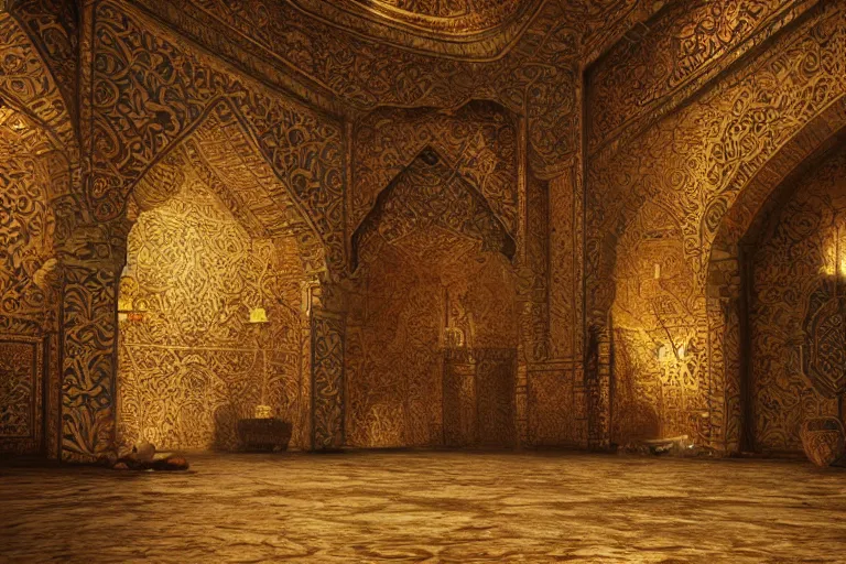 Image similar to the most amazing dream you ever had about ancient persia, hyper realistic, ambient lighting, concept art, intricate, hyper detailed, smooth, dynamic volumetric lighting, octane, cinematic