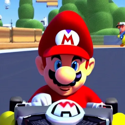 Prompt: eminem in mario kart