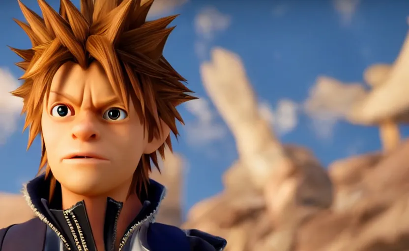 Prompt: Willem Dafoe as Sora in 'Kingdom Hearts: Fate of Light' (2017), movie still frame, oscar nominated cinematography, volumetric lighting, 8k resolution