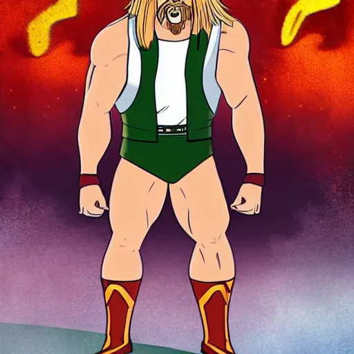 Image similar to Full body picture of Triple H as a Disney character in his in-ring gear, Disney, cartoon, Disney style