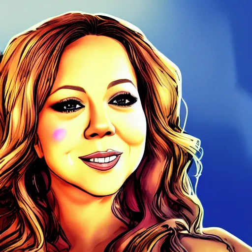 Prompt: mariah carey portrait, borderlands, tales from the borderlands, the wolf among us, comic, cinematic lighting, studio quality, 8 k