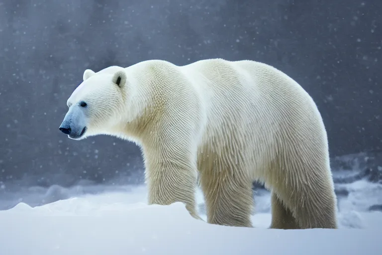 Prompt: a highly detailed cinematic photograph of a polar bear on the north pole in the mist eating mc donalds, ultra realistic, depth, beautiful lighting, by annie leibovitz, hasselblad, 1 0 0 mm, bokeh, photorealistic, hyperrealistic, octane, masterpiece