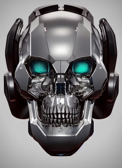 Prompt: a symmetrical mechadroid skull. android. robotic. anthropomorphic. fiber optics. circuitry. panels. translucent. led. carbon fiber. ceramic. photorealistic. insane details. hyperrealistic. 8 k. studio lighting. trending on artstation. octane render.