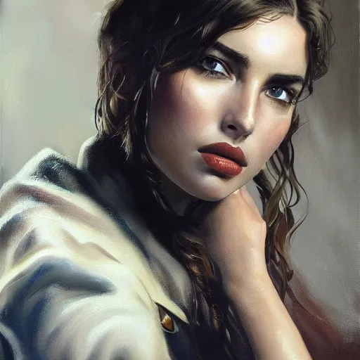 Image similar to ultra realistic portrait painting of ana de armas as a western outlaw, art by frank frazetta, 4 k, ultra realistic, highly detailed, epic lighting