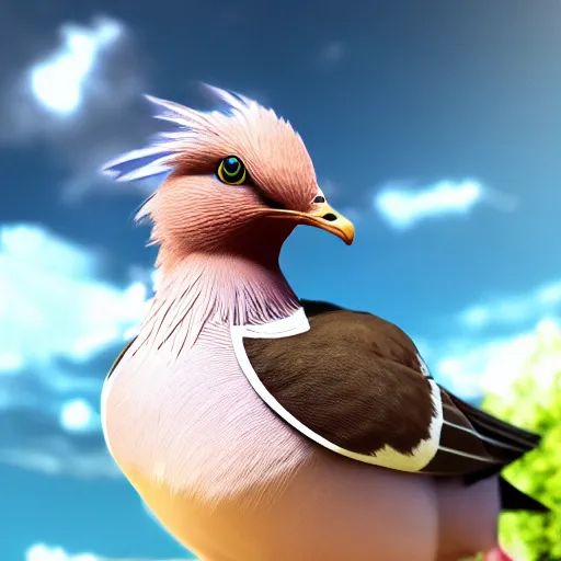 Image similar to photography of a realistic pidgey animal, ultra detailed, 8 k, cinematic lighting, natural background, trending on artstation, pokemon