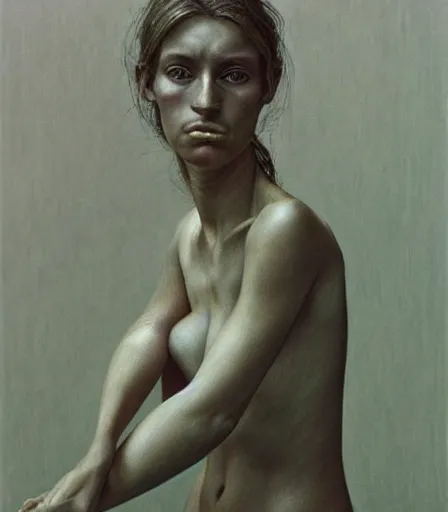 Image similar to a high quality, high detail, photorealistic portrait of a beautiful girl man by james nachtwey and lucian freud, zdzisław beksinski