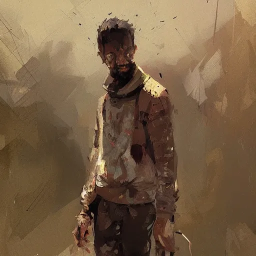 Image similar to crying man, by ismail inceoglu, detailed painting, character portrait, dungeons and dragons, brushstrokes, lightly blurred