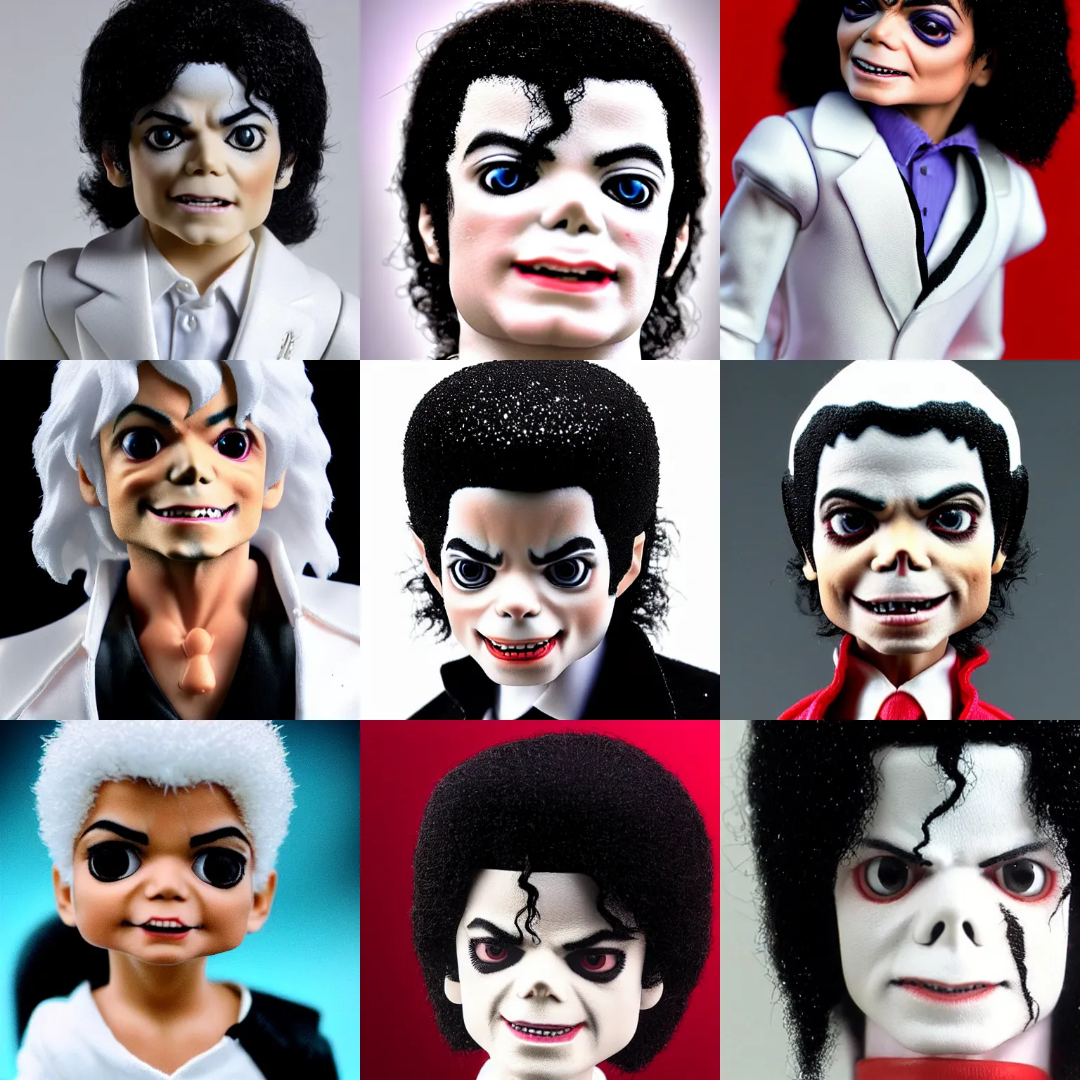 Prompt: macro head shot 8 5 mm of sad michael jackson as baby! rockstar dancer with white suit by neca!!! cute! pretty! beautiful! very detailed realistic action figure by neca in the style of pixar, character from fighting game, film still, bokehs