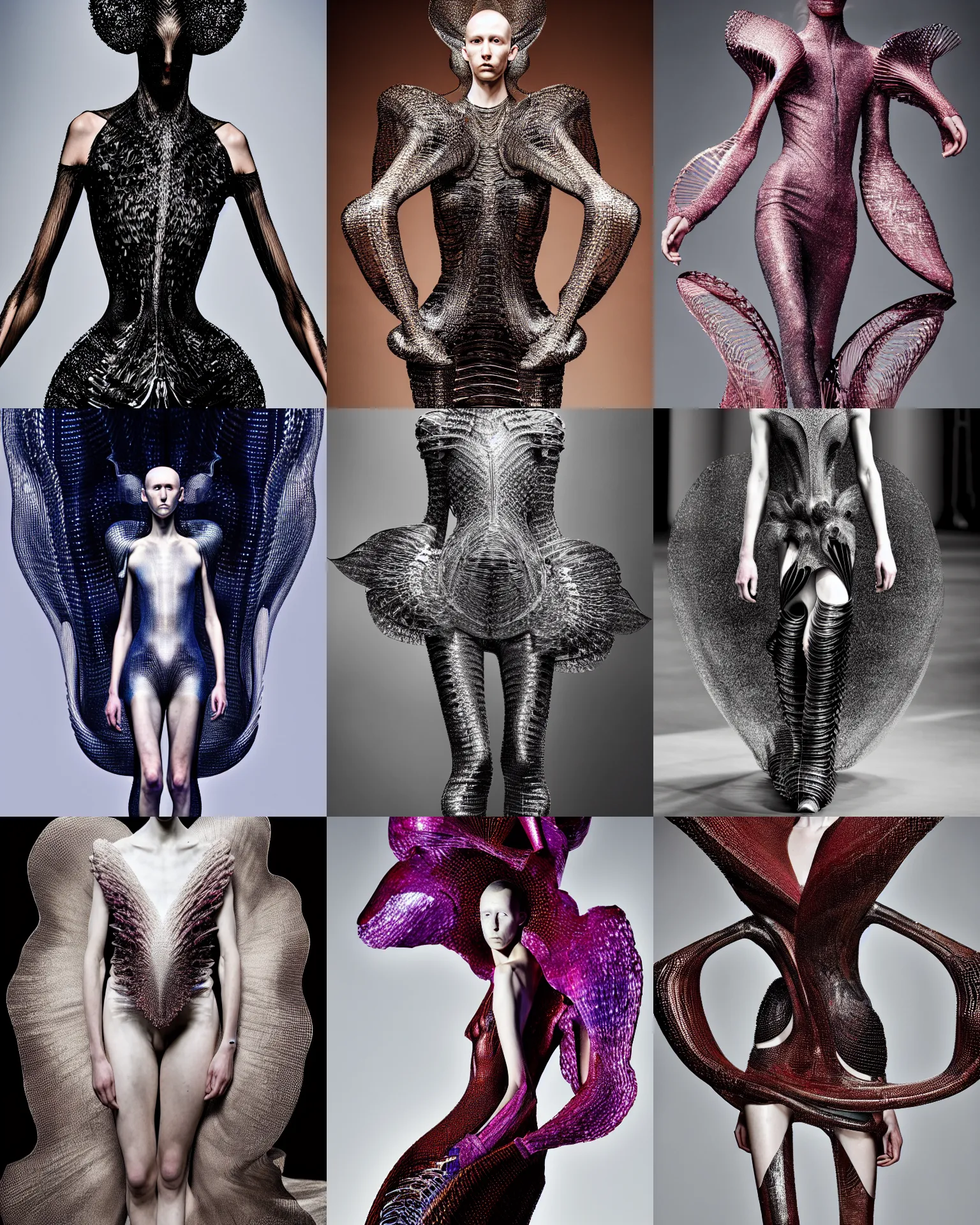 Prompt: iris van herpen spring 2 0 2 5 couture kinetic infinite designs, expert composition, professional retouch, editorial photography