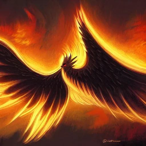 Prompt: pheonix gliding at night with fire on wings, fantasy art, computer art,concept art, higj detail, atmospheric