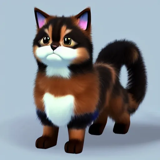 Image similar to an adorable cat dog pokemon. very cute friendly. fluffy. beautiful. digital render.