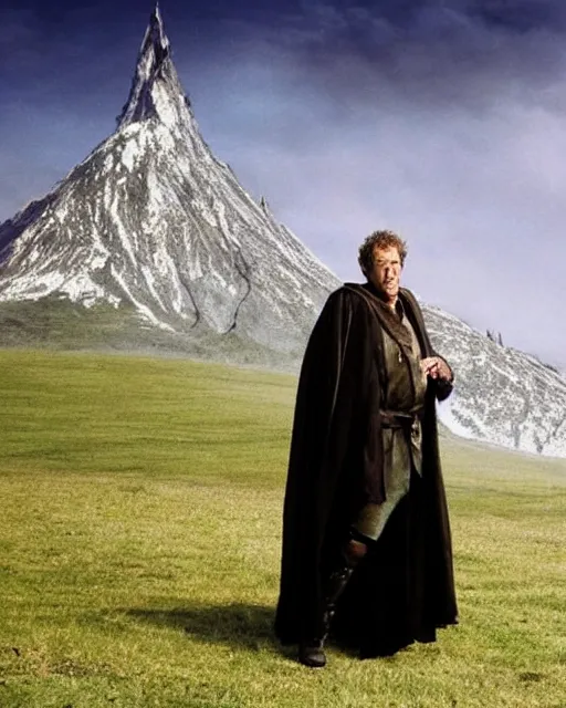 Prompt: film still of jeremy clarkson as the dark lord from the movie the lord of the rings. photographic, photography