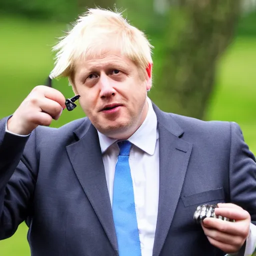 Image similar to medium shot photo of Boris Johnson smoking weed, 4k, ultra HD