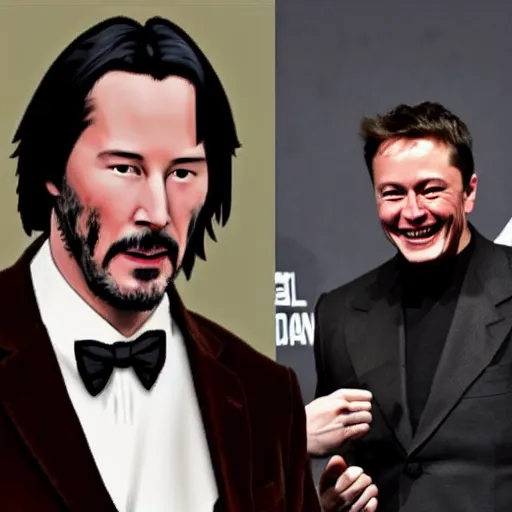 Image similar to Keanu reeves fights elon musk boxing