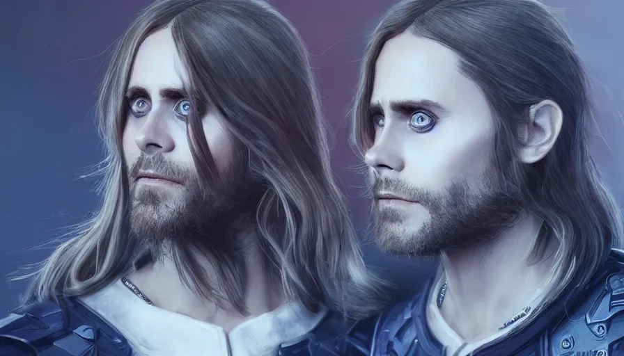 Prompt: Jared Leto is Gigachad with blue eyes, hyperdetailed, artstation, cgsociety, 8k