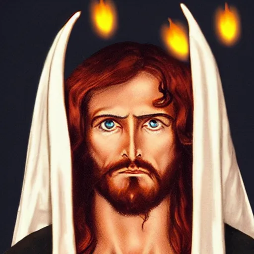 Prompt: jesus christ cosplaying as satan at halloween