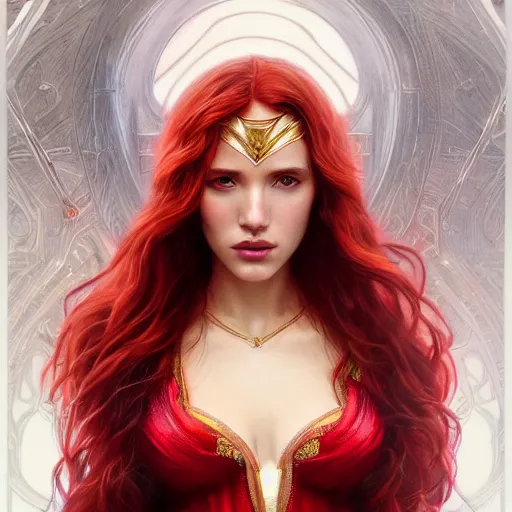 Prompt: ultra realistic illustration, bella thorne as scarlet witch, intricate, elegant, highly detailed, digital painting, artstation, concept art, smooth, sharp focus, illustration, art by artgerm and greg rutkowski and alphonse mucha