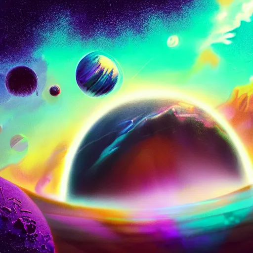 Image similar to a detailed matte painting of a marble - like water planet orbiting a large purple sun in a sea of stars surrounded by colorful swirling gas clouds, by alena aenami, petros afshar and greg rutkowski trending on artstation, deviantart, planet, clouds, earth, exoplanet, stars, nubulae hubble, 8 k, 4 k