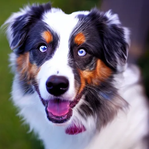 Image similar to photo of an Australian Shepherd with cool blue eyes, award winning photography