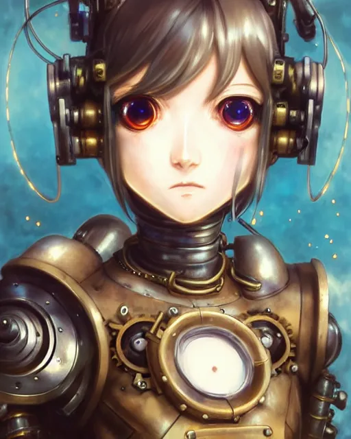 Image similar to portrait Anime Girl in mechanical armor steampunk cute-fine-face, pretty face, realistic shaded Perfect face, fine details. Anime. Bioshock steampunk realistic shaded lighting by katsuhiro otomo ghost-in-the-shell, magali villeneuve, artgerm, rutkowski Jeremy Lipkin and Giuseppe Dangelico Pino and Michael Garmash and Rob Rey