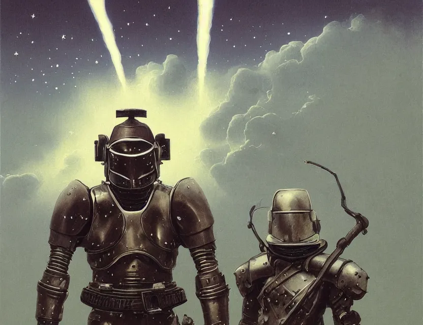 Image similar to a detailed portrait painting of a lone shock trooper in ceramic painted armour and visor. cinematic sci-fi poster. Flight suit, cloth and metal, accurate anatomy. Samurai influence, knight influence. fencing armour. portrait symmetrical and science fiction theme with lightning, aurora lighting. clouds and stars. Futurism by moebius beksinski carl spitzweg moebius and tuomas korpi. baroque elements. baroque element. intricate artwork by caravaggio. Oil painting. Trending on artstation. 8k