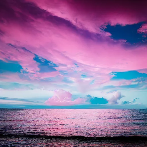 Prompt: pink clouds in the sea