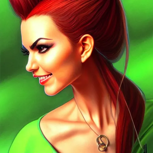 Image similar to granny smith apple costume worn by victoria justice, by artgerm, wlop. vastly enriched image quality. lucidly vivid. iridescentally detailed. extremely elegant and beautiful.