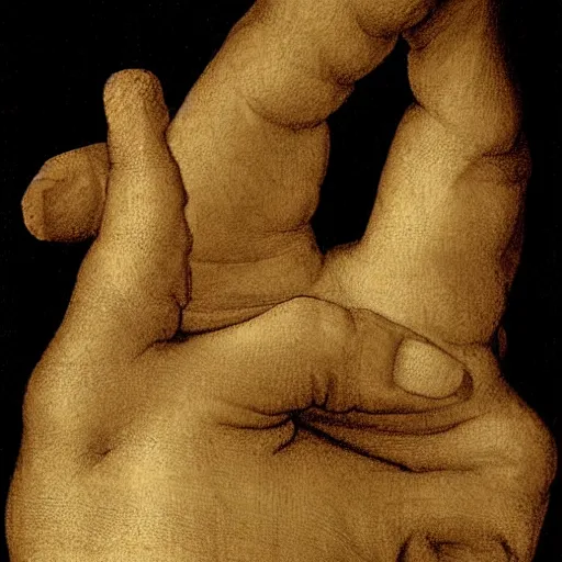 Prompt: hand by leonardo davinci