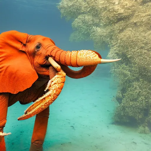 Image similar to a elephant - lobster - lobster - elephant, wildlife photography