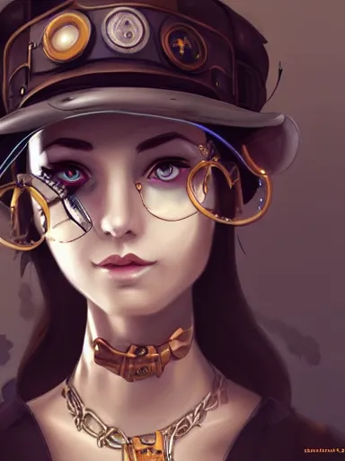 Prompt: steampunk girl, portrait, digital painting, elegant, beautiful, highly detailed, artstation, concept art