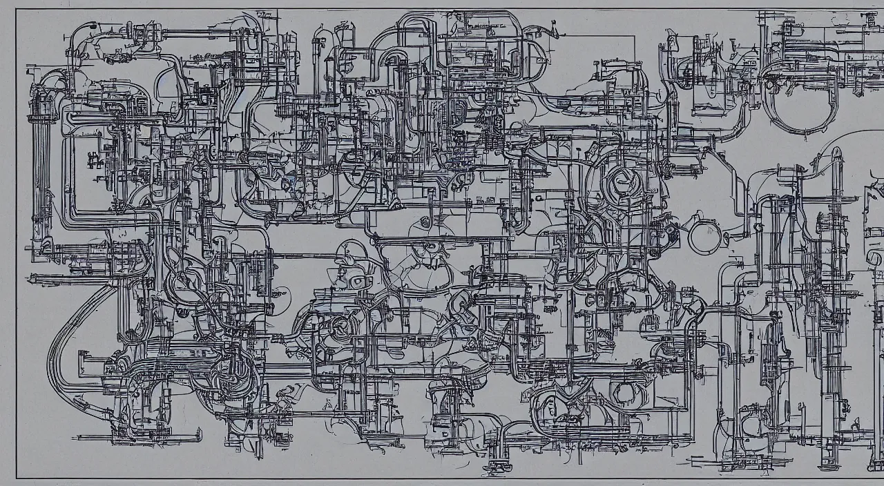 Image similar to blueprint schematics for the engine of a functioning time machine