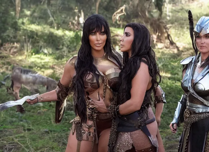 Image similar to movie still of kim kardashian as xena