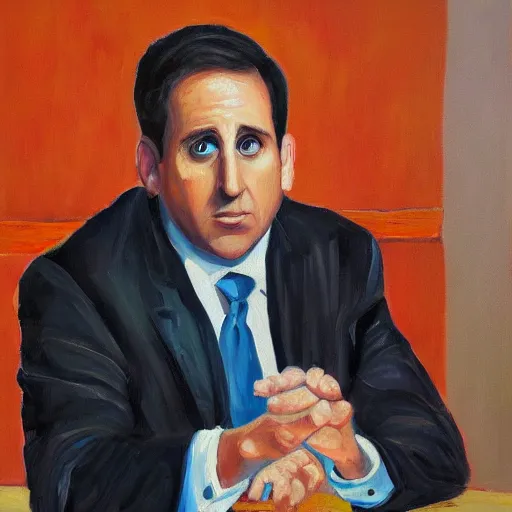 Image similar to Holy Michael Scott, oil painting