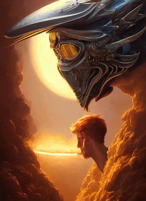 Prompt: highly detailed portrait of reflection of dragonfire on steel shiny helmet, raytracing, fantasy art by by simon bisley, loish, rhads, ferdinand knab, makoto shinkai and lois van baarle, ilya kuvshinov, rossdraws, tom bagshaw, global illumination, radiant light, detailed and intricate environment