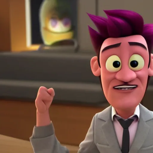 Prompt: Markiplier as a pixar villain, hyper realistic head, animation Pixar (2018)