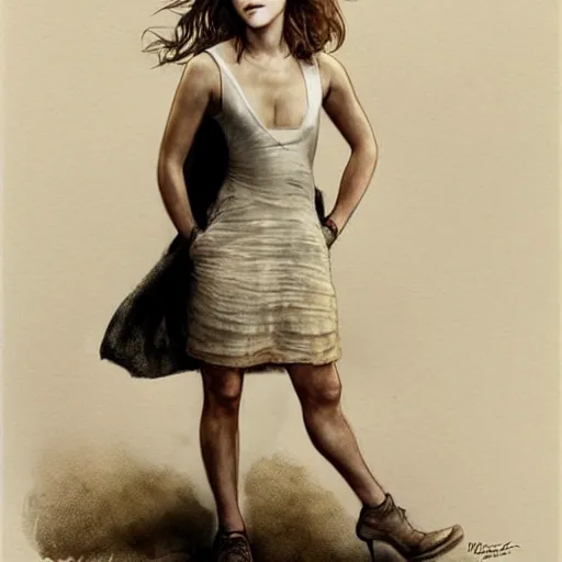 Image similar to emma watson, full body, by jean - baptiste monge