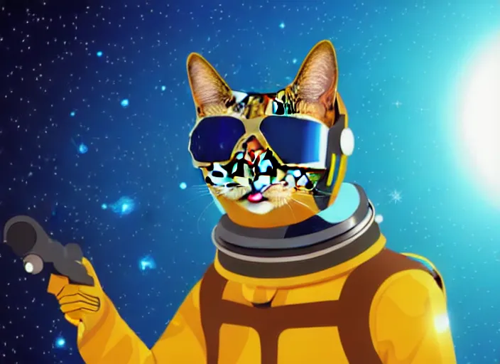 Prompt: digital art vector cat with space helmet scifi!!! detailed wallpaper trending on artstation